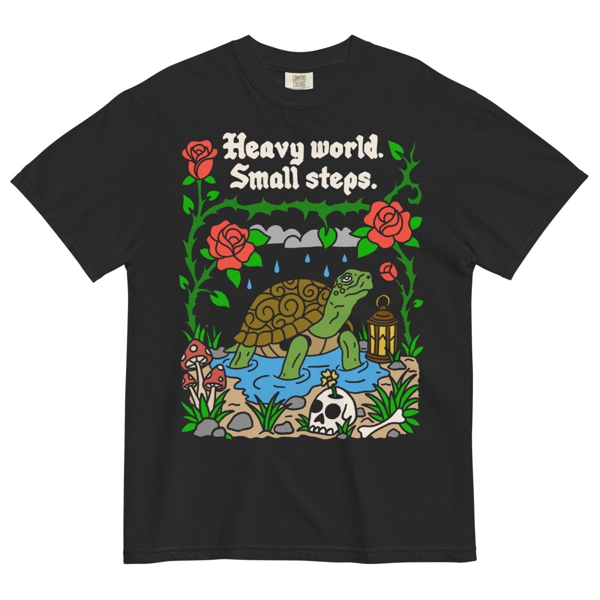 heavy world small steps tshirt (black) - T-Shirt - Pretty Bad Co.