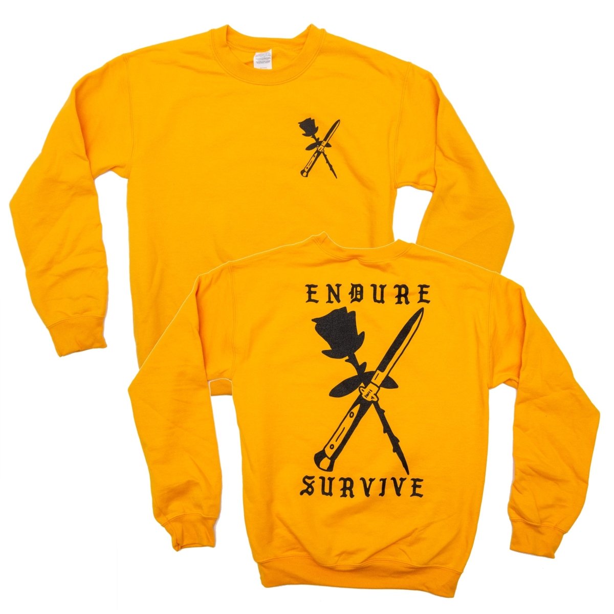 Endure Survive Rose and Switchblade Crewneck Sweatshirt - Sweatshirt - Pretty Bad Co.