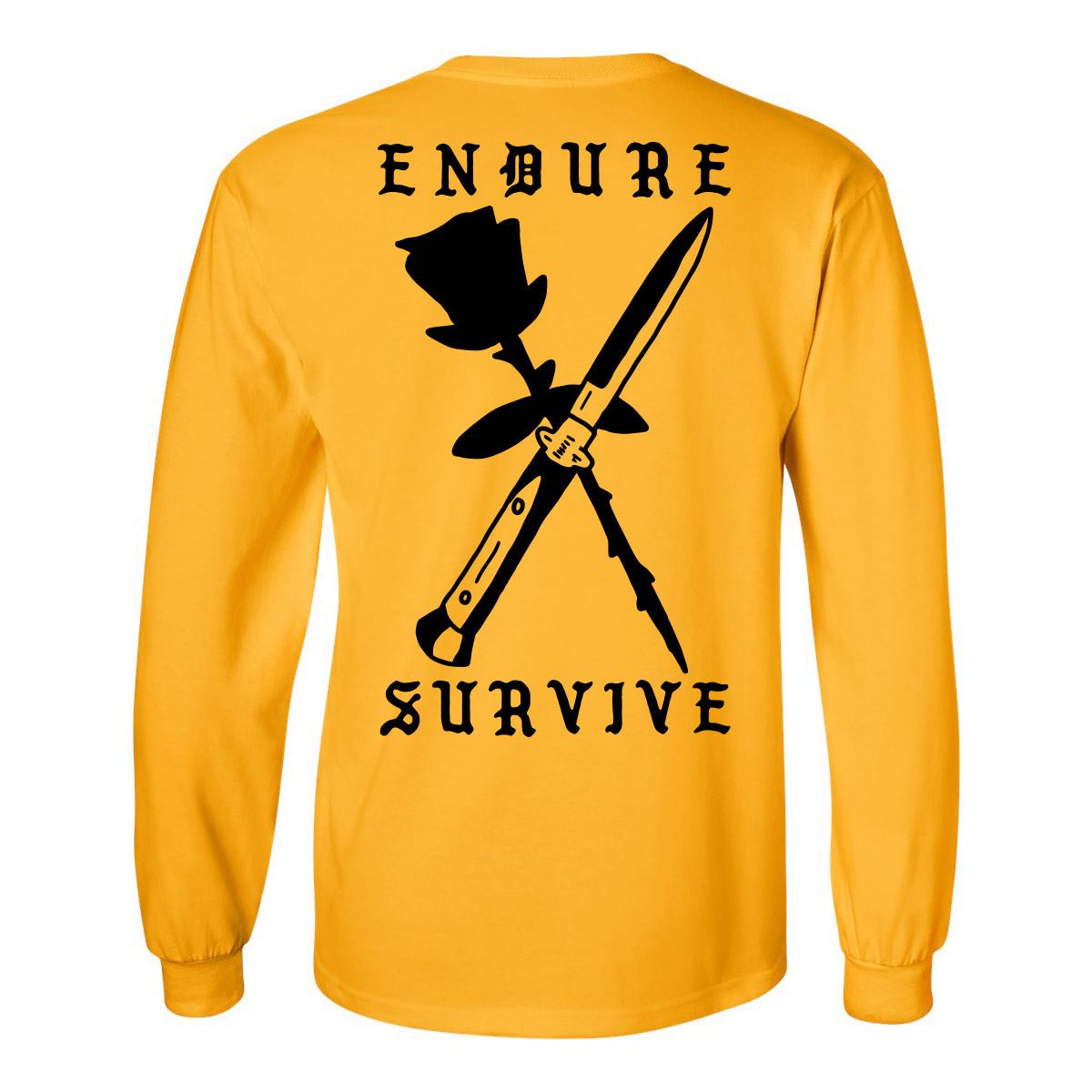 Endure Survive Rose and Switchblade Long Sleeve Tee - Long Sleeve T-Shirt - Pretty Bad Co.