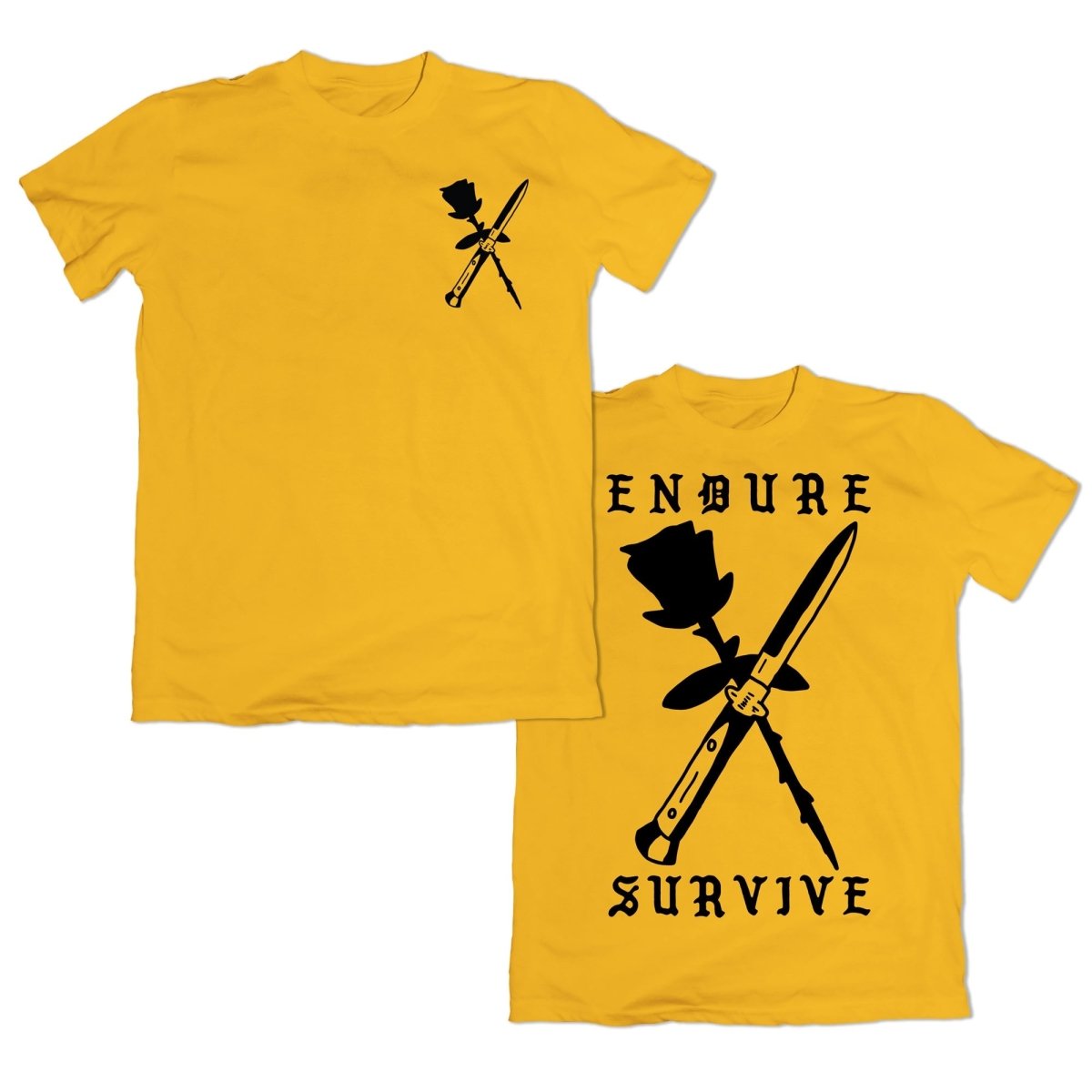Endure Survive Rose and Switchblade T-Shirt - T-Shirt - Pretty Bad Co.