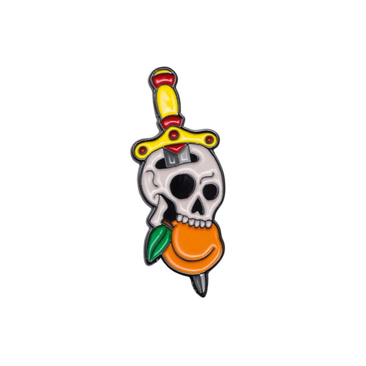 Peach Skull Dagger Pin - Enamel Pin - Pretty Bad Co.