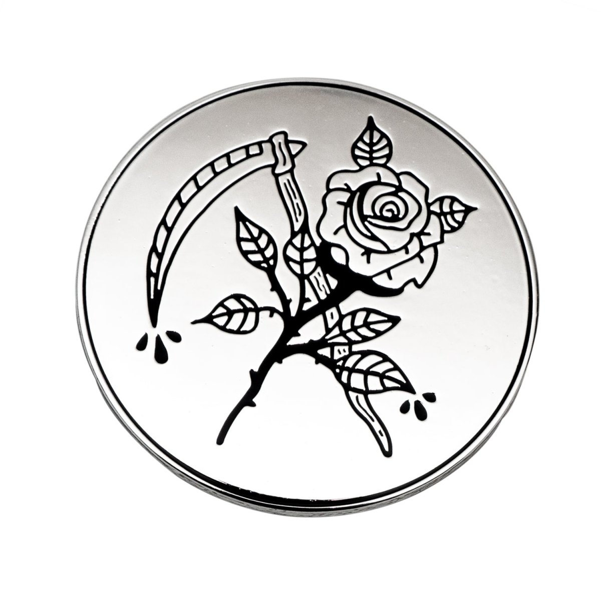 Rose and Scythe Enamel Pin - Enamel Pin - Pretty Bad Co.