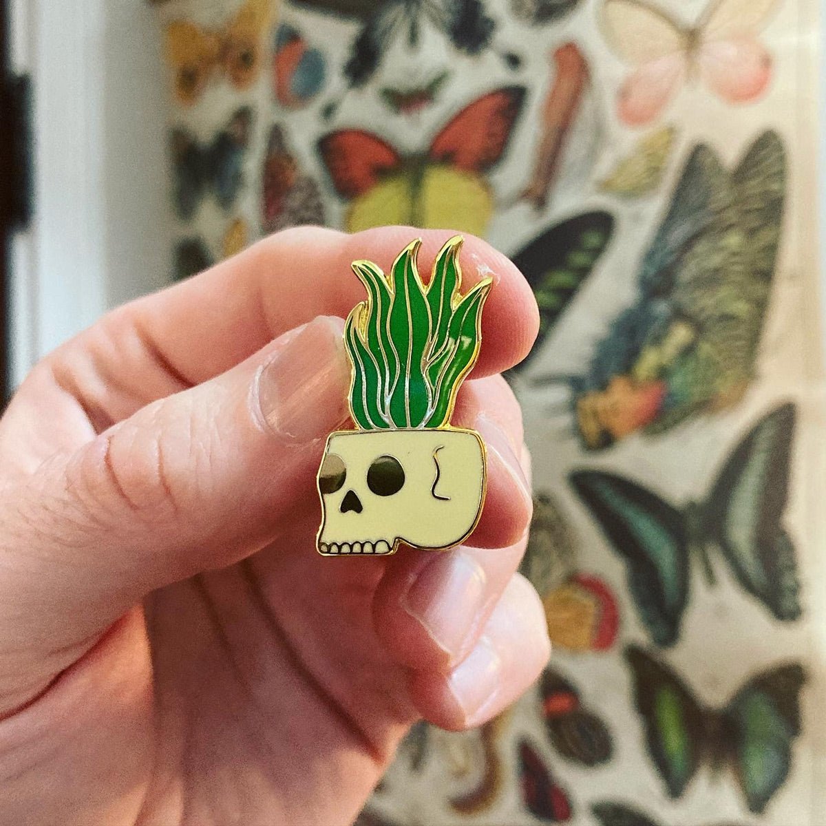 Snake Plant Skull Pin - Enamel Pin - Pretty Bad Co.
