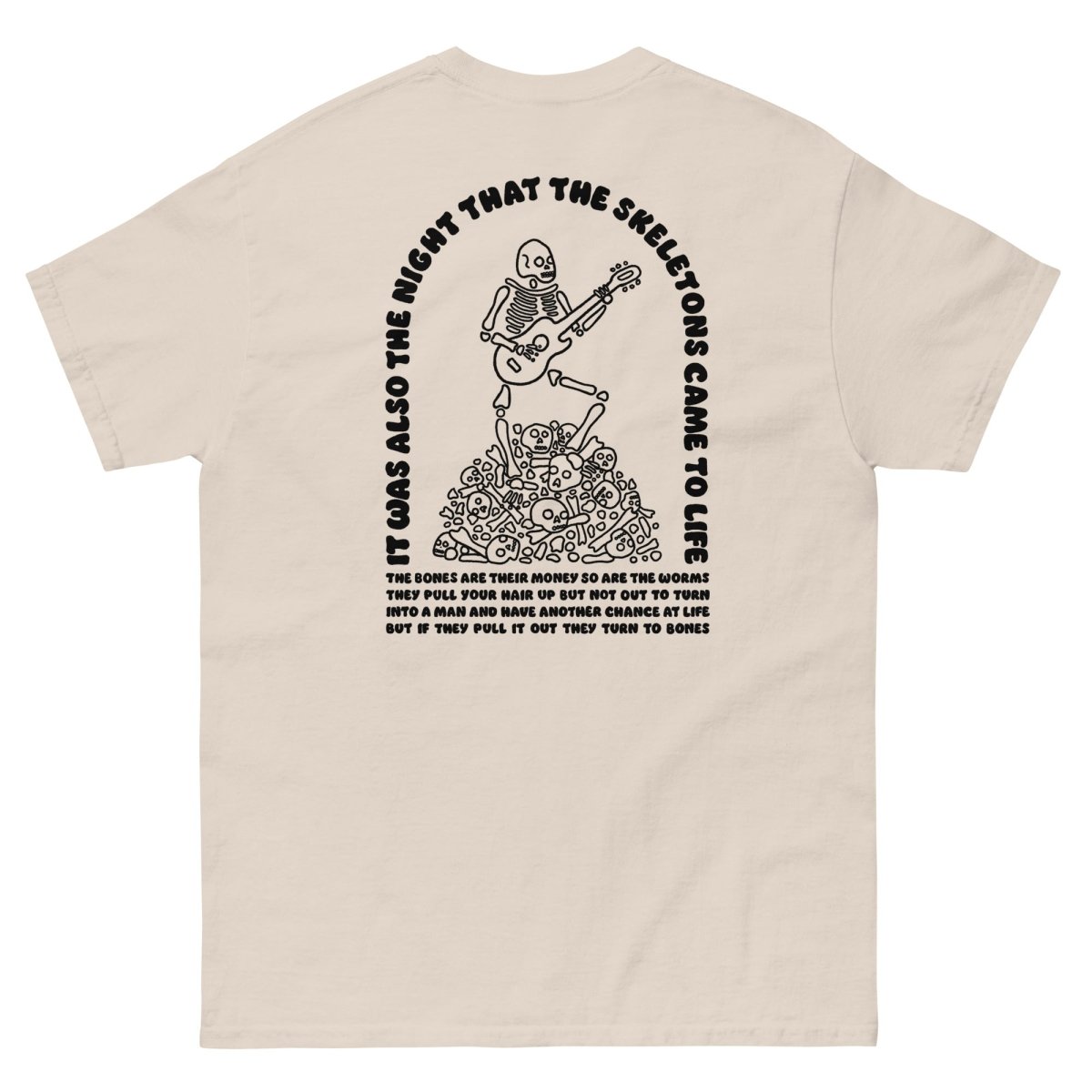 The night that the skeletons came to life t-shirt (natural) - Pretty Bad Co.