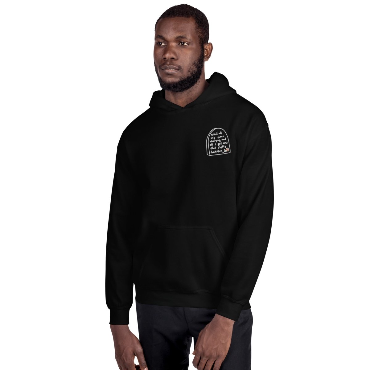 Worry Tombstone Embroidered Hoodie - Hooded Sweatshirt - Pretty Bad Co.