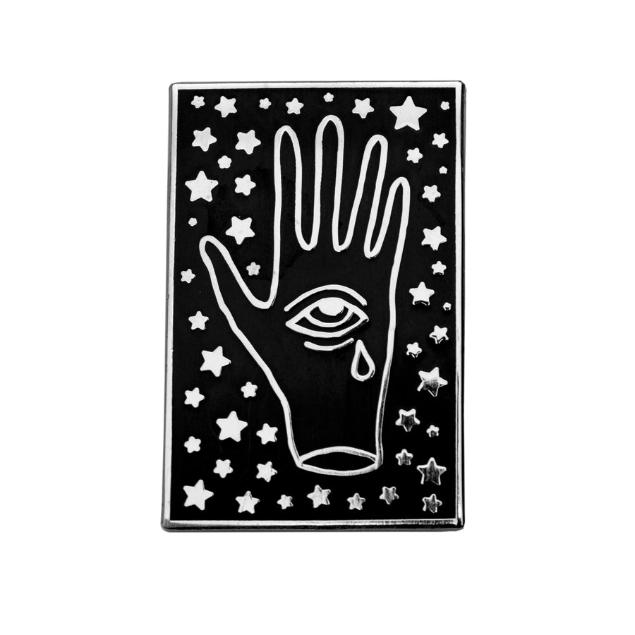 Crying Third Eye Hand Pin Silver - Enamel Pin - Pretty Bad Co.