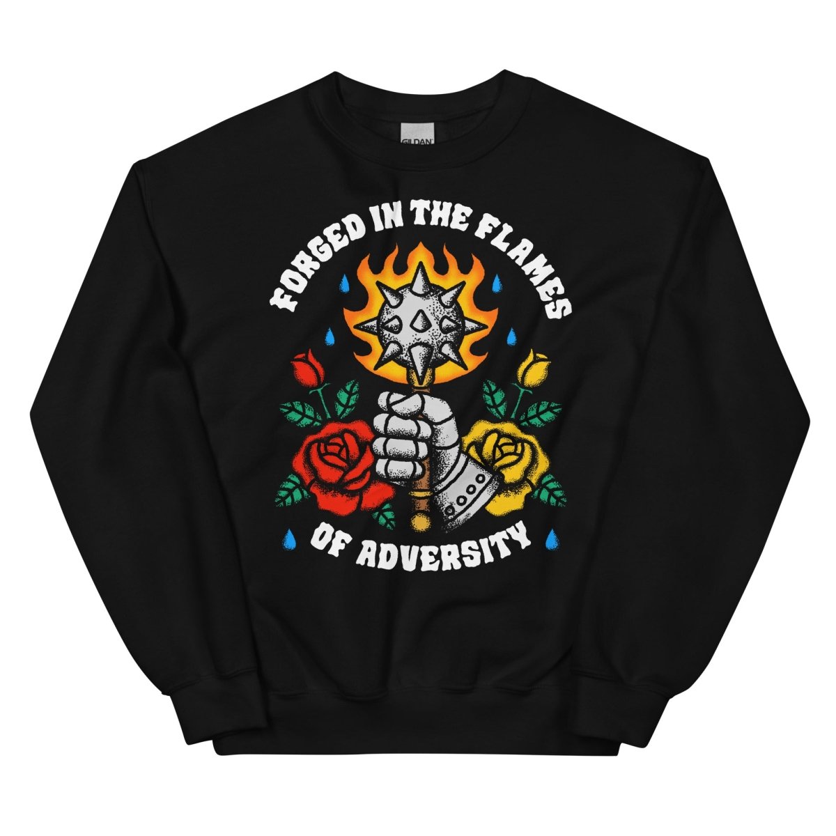 Forged in the flames of adversity sweatshirt (black) - Sweatshirt - Pretty Bad Co.