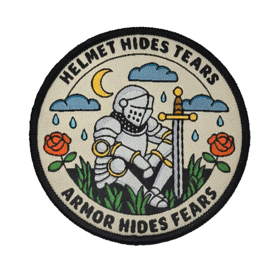 Helmet hides tears, armor hides fears patch - Patch - Pretty Bad Co.