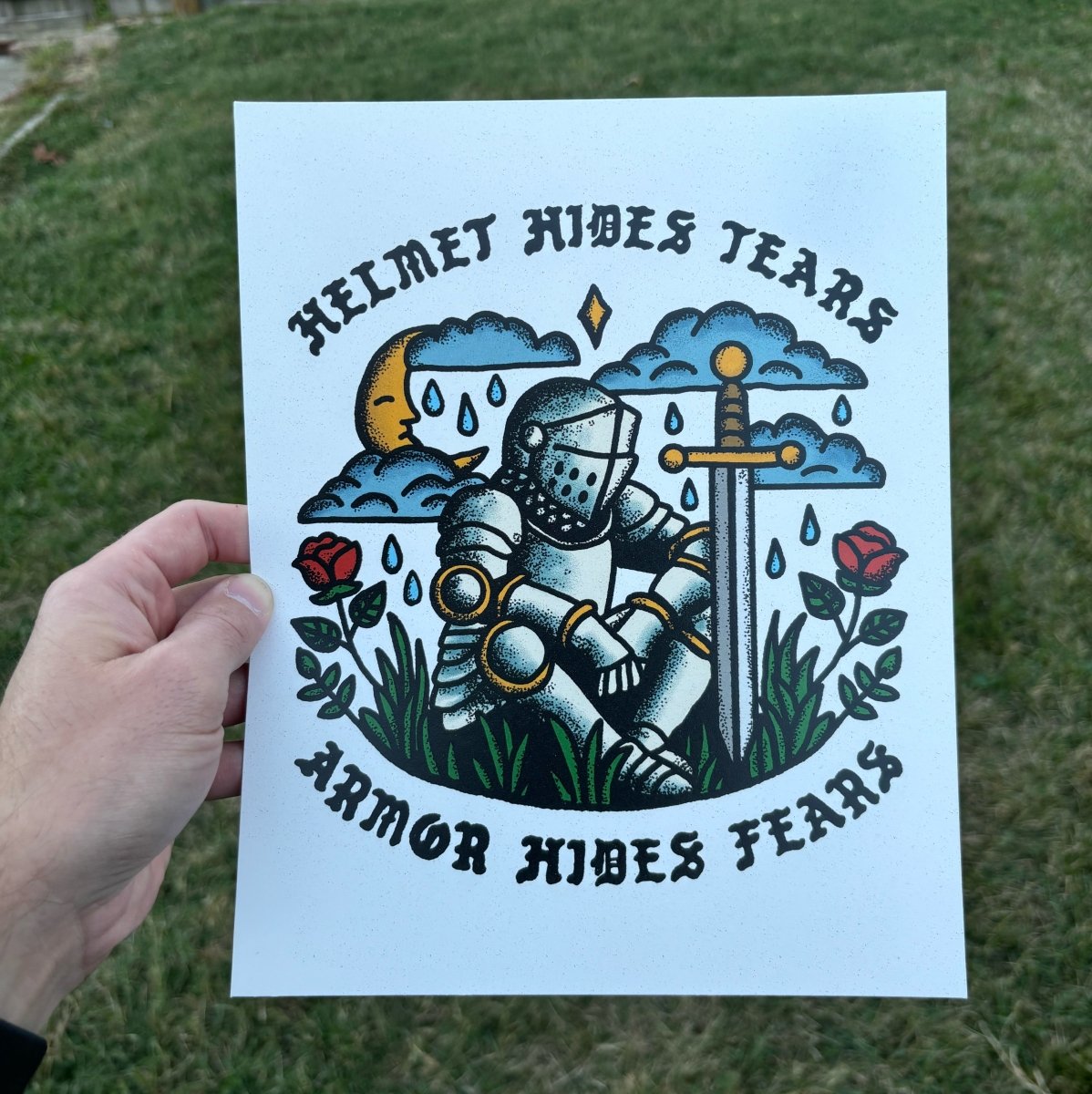 Helmet hides tears, armor hides fears print *2 sizes available* - Print - Pretty Bad Co.