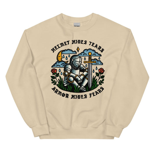 Helmet hides tears, armor hides fears sweatshirt - Pretty Bad Co.