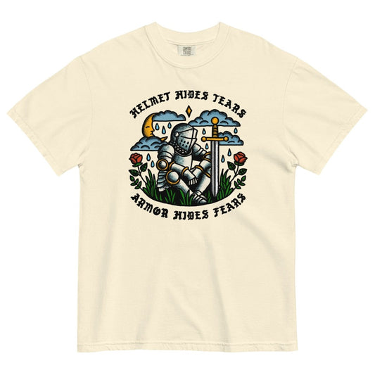 Helmet hides tears, armor hides fears tshirt - Pretty Bad Co.