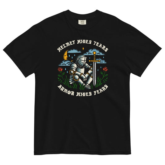 Helmet hides tears, armor hides fears tshirt ( black) - T-Shirt - Pretty Bad Co.