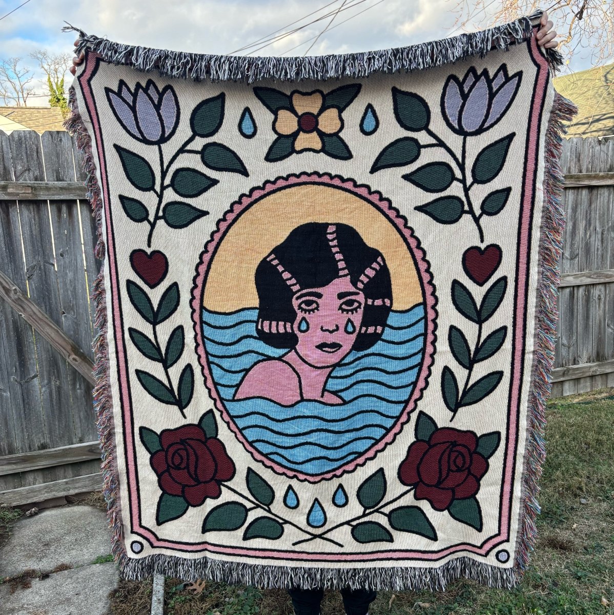 It comes in waves woven blanket - Woven Blanket - Pretty Bad Co.