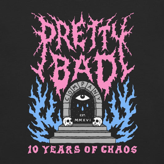 Pretty Bad 10 years of chaos t-shirt - Pretty Bad Co.
