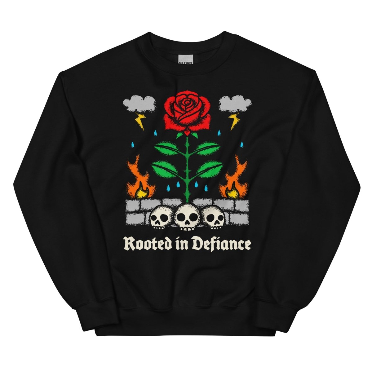 Rooted in defiance sweatshirt (black) - Pretty Bad Co.