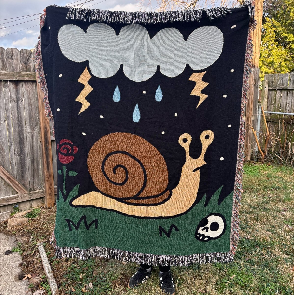 The journey is long and full of terror snail woven blanket - Woven Blanket - Pretty Bad Co.