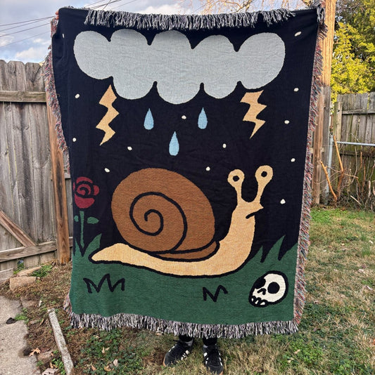 The journey is long and full of terror snail woven blanket - Woven Blanket - Pretty Bad Co.