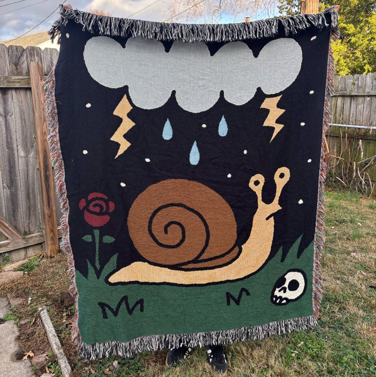 The journey is long and full of terror snail woven blanket - Woven Blanket - Pretty Bad Co.