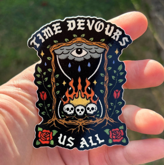 Time devours us all sticker - Sticker - Pretty Bad Co.