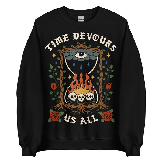 Time devours us all sweatshirt (black) - Sweatshirt - Pretty Bad Co.