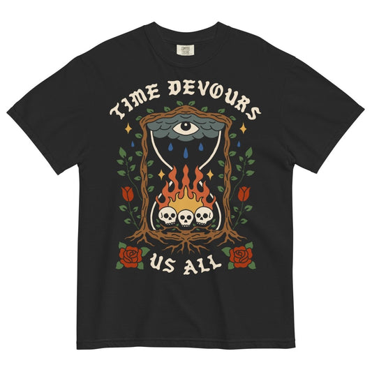 Time devours us all tshirt (black) - T-Shirt - Pretty Bad Co.
