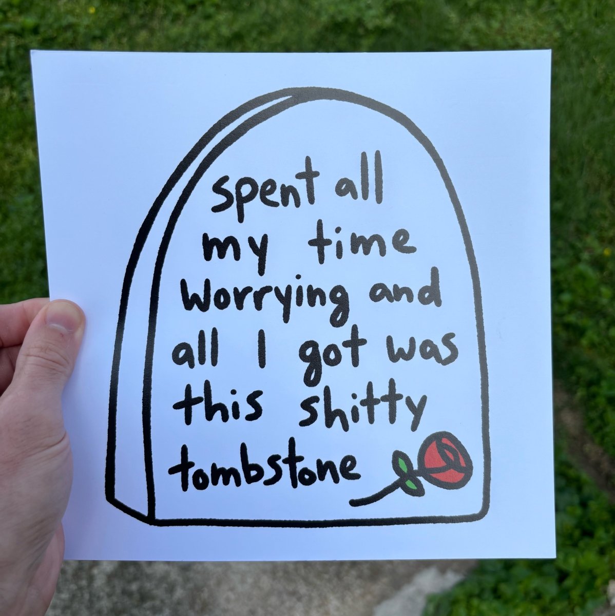 Worry tombstone print - Print - Pretty Bad Co.