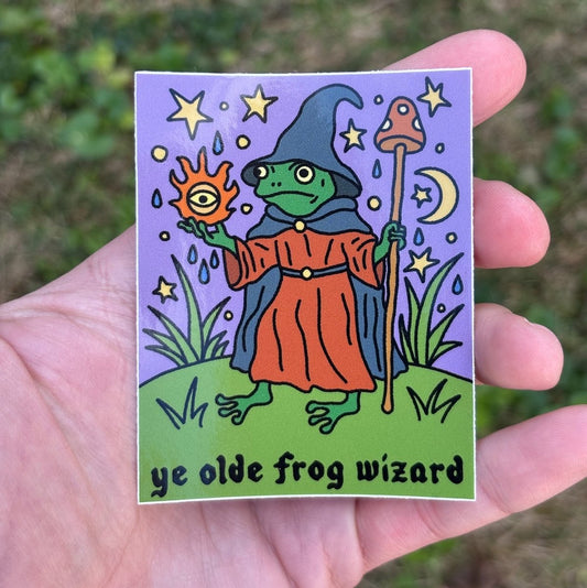 ye olde frog wizard 2.0 sticker - Sticker - Pretty Bad Co.