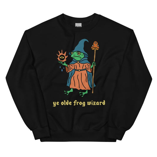 ye olde frog wizard 2.0 sweatshirt black - Sweatshirt - Pretty Bad Co.