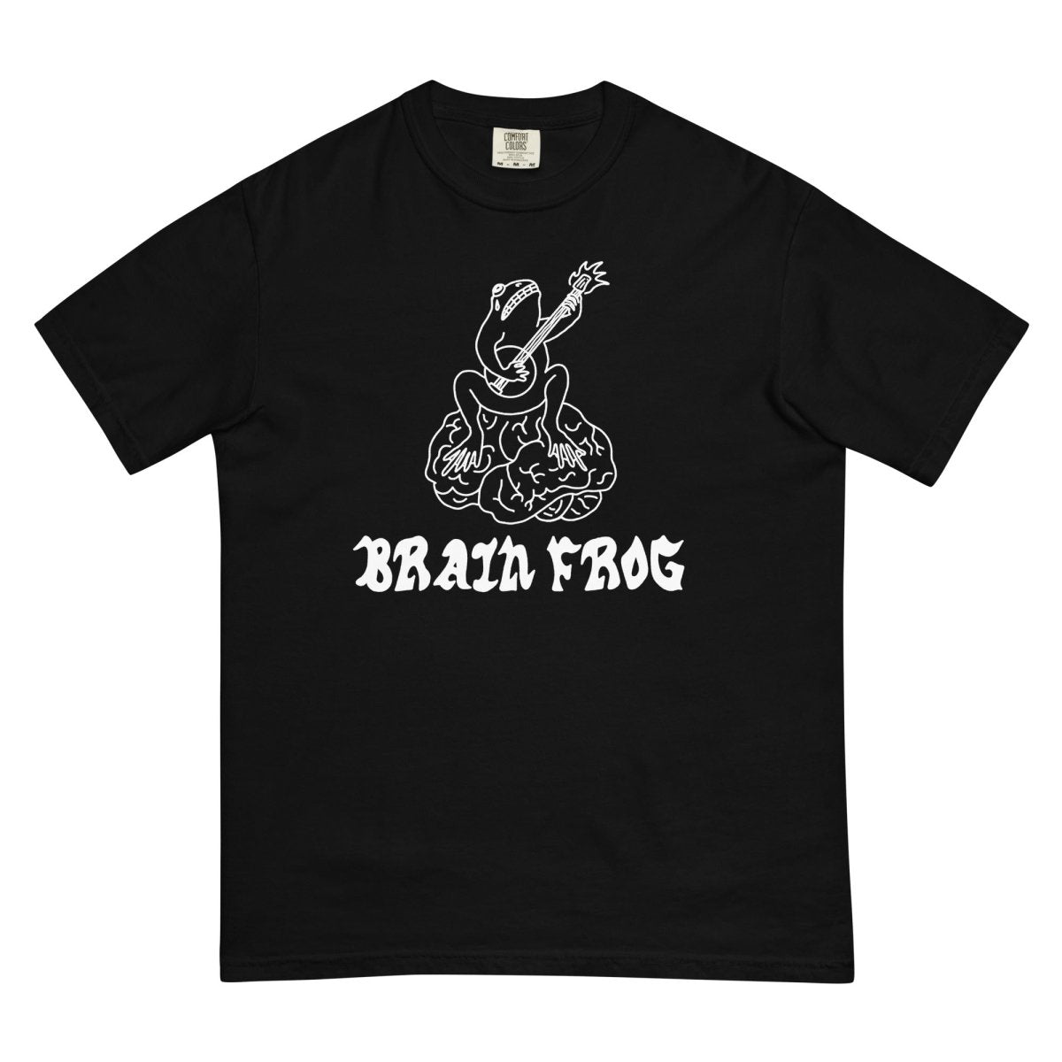 Brain Frog white on black t-shirt - T-Shirt - Pretty Bad Co.