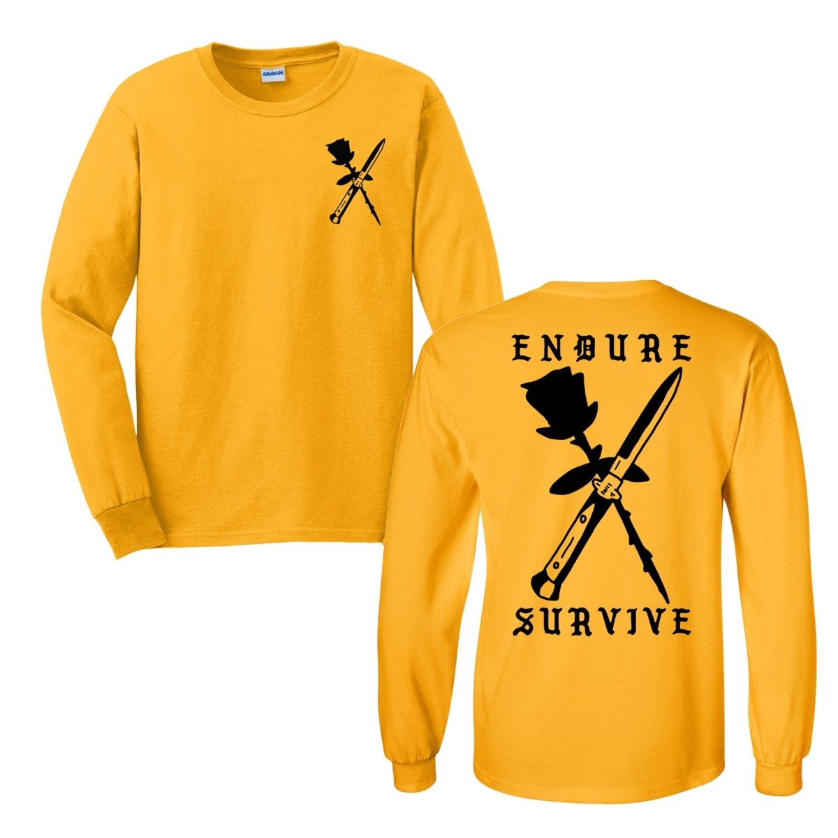 Endure Survive Rose and Switchblade Long Sleeve Tee - Long Sleeve T-Shirt - Pretty Bad Co.