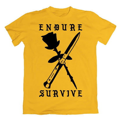 Endure Survive Rose and Switchblade T-Shirt - T-Shirt - Pretty Bad Co.
