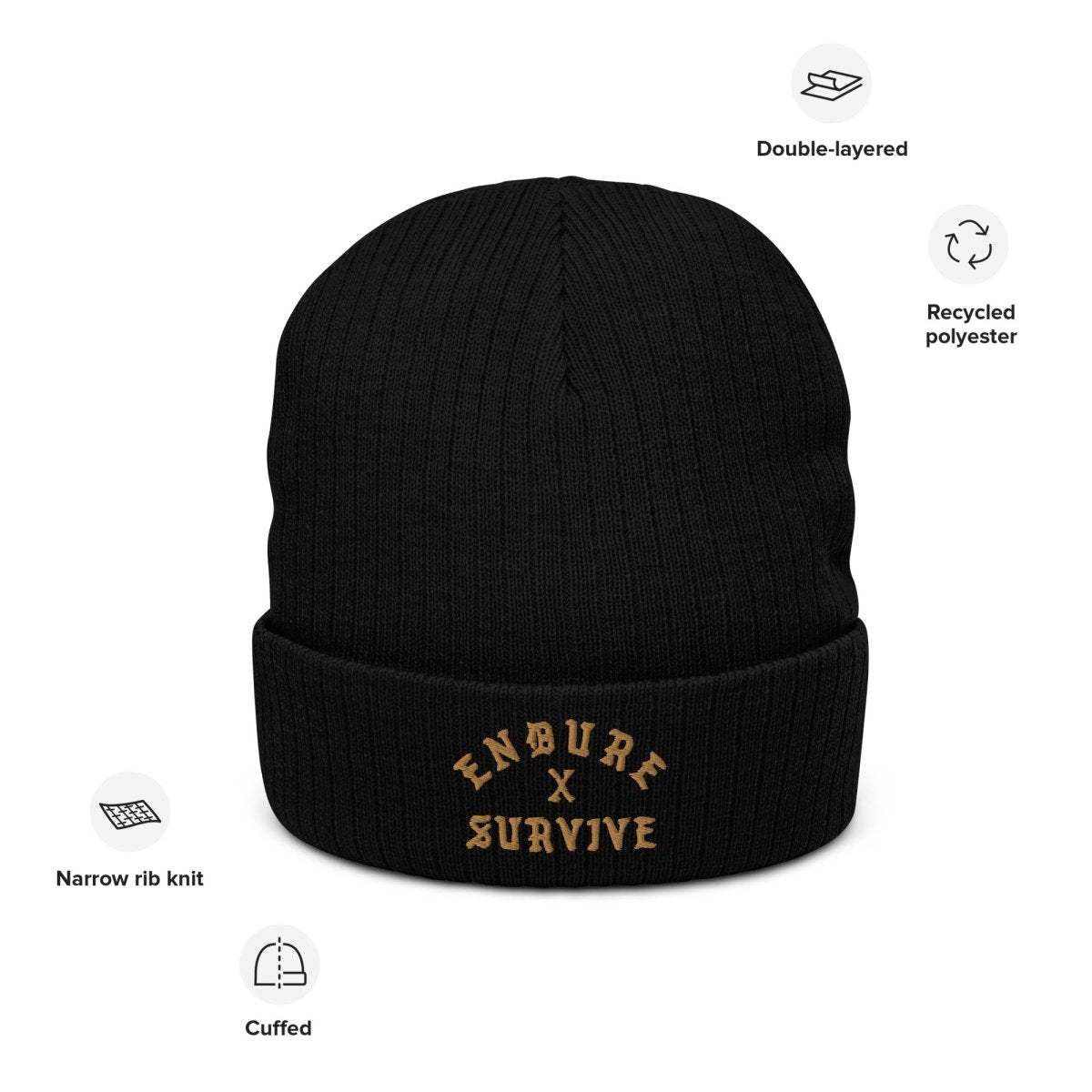 Endure X Survive Ribbed Knit Beanie - Beanie - Pretty Bad Co.