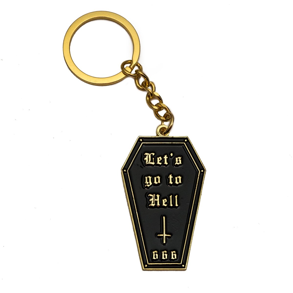 Let's Go To Hell 666 Coffin Keychain - Enamel Pin - Pretty Bad Co.