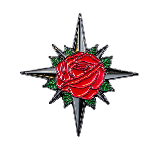 Rose Compass Pin - Enamel Pin - Pretty Bad Co.