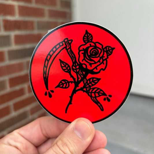 Scythe and rose sticker - Sticker - Pretty Bad Co.