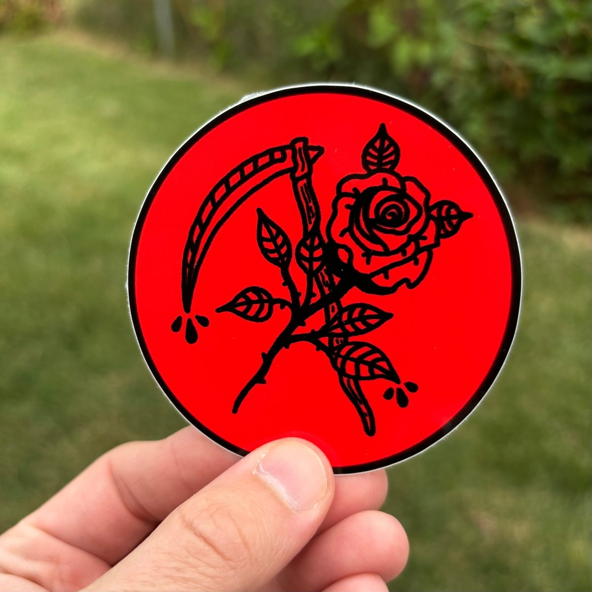 Scythe and rose sticker - Sticker - Pretty Bad Co.