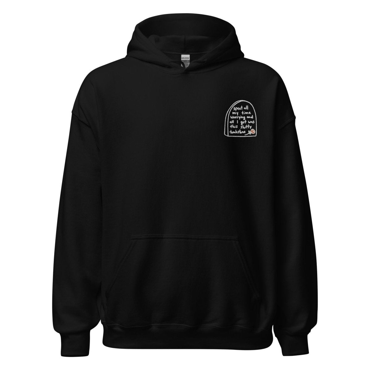 Worry Tombstone Embroidered Hoodie - Hooded Sweatshirt - Pretty Bad Co.