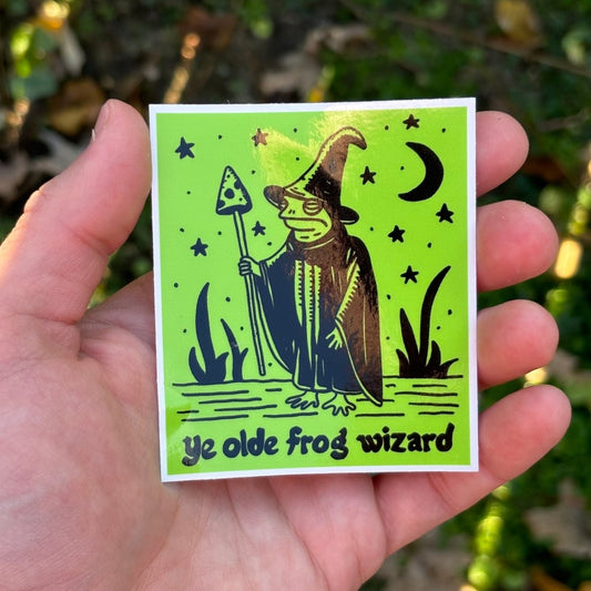 ye olde frog wizard sticker - Sticker - Pretty Bad Co.